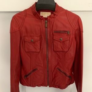 Michael Kors Red Leather Jacket